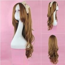 艾丝中分刘海假发女生蓬松长卷发假发亚麻色假发时尚假发