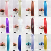 艾丝彩色直马尾cosplay动漫马尾DS演出舞会彩色捆绑式马尾直发