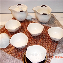 供应8件套茶具苹果亚光绿象牙白四角组精品整套茶具功夫普洱