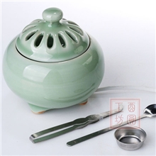 酉圆工坊纯正龙泉青瓷香熏炉厂家苹果弟窑陶瓷电子熏香炉