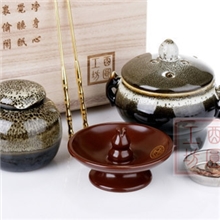 酉圆工坊秋之斓豹纹电子熏香炉五件套精品香道闻香炉批发