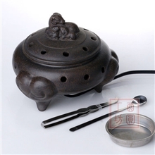 紫砂狻猊电子熏香炉/电香熏炉批发/山东陶瓷工艺香炉