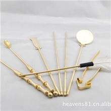 纯铜火供香道用具七件套香道用品香道具香勺香铲灰压香著