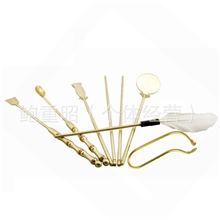 香道用品纯铜7件套香勺香铲灰押羽扫香著银叶捏打拓空熏
