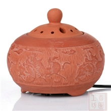 酉圆工坊手工雕刻儒家春秋车马陶品香炉