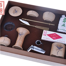 供应酉圆工坊新款手工陶泥十四件套传统熏香香道用具