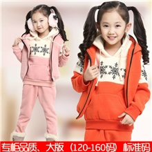 2013秋冬装新款童装韩版女童雪花三件套童套装批发卫衣马甲套装