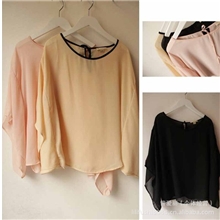 欧美外贸原单女装批发Forever21雪纺长袖衬衫蝙蝠款罩衫*38