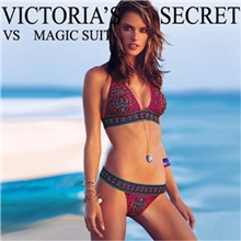 维多利亚的秘密比基尼泳衣钢托聚拢性感纯色三角比基尼分体泳衣装