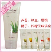 正品批发TheFaceShop洗面奶柠檬绿豆樱桃芦荟水蜜桃洗面奶