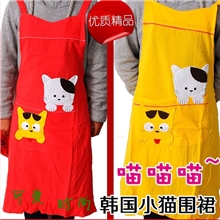 厂家批发小猫无袖围裙韩国纯棉创意时尚围裙家居厨房用品围裙