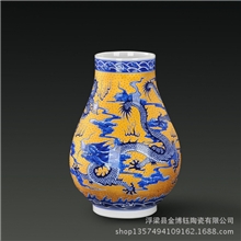 高档描金手绘花瓶缠之莲福筒现代时尚工艺品摆件