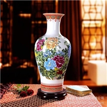 大量生产高档珐琅彩瓷牡丹鱼尾花瓶家居时尚摆件装饰工艺品