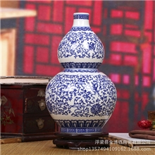 景德镇陶瓷器釉下彩仿古官窑青花瓷花瓶古玩工艺品家居摆设