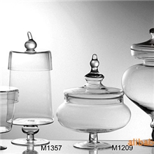 【欣唯嘉】透明玻璃有盖高脚容器玻璃罐批发酒店用品餐厅