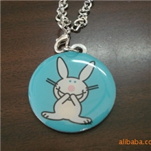 厂家直销小白兔儿童项链加勒比海盗柯式印刷金属项链小