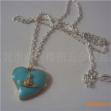 厂家直销锌合金烤漆桃心项链柯式四色印刷金属项链