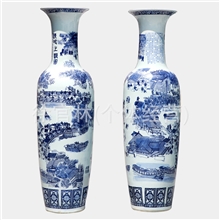 景德镇陶瓷花瓶仿古清明上河图青花瓷工艺品落地大花瓶客厅酒店