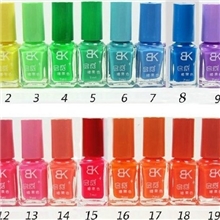 bk正品环保夜光指甲油亚光变色荧光指甲油夜精灵糖果色20色