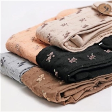 日本原单复古森林系田园小碎花蝴蝶结提花连裤袜棉连裤