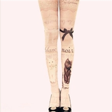 Grimoire2013新款黑白猫咪复古纹身袜连裤袜刺青袜