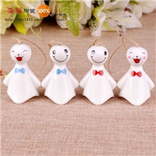 陶瓷风铃陶瓷挂件景德镇手工饰品晴天娃娃风铃带手领结小号