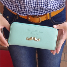 批发俏皮金胡子长款单拉链大容量手拿钱包韩版流行三折钱夹子