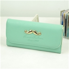 批发金色胡子俏皮可爱时尚长款钱包三折长款女式钱包女生钱夹子