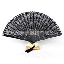 高档蕾丝扇女式扇子双层加密日式折扇批发赠扇穗今年流行蕾丝