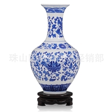 景德镇陶瓷高档仿古釉下彩青花瓷花瓶赏瓶(321)团购新品