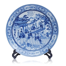 景德镇陶瓷摆件高档青花十二钗瓷盘挂盘装饰盘现代工艺品