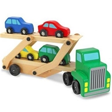 外贸儿童玩具车男孩木制汽车模型卡车工程车木质双层运输车