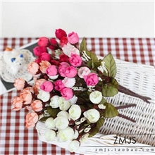 仿真花假花绢花韩式QQ拇指玫瑰小茶苞春色秋色星星苞批发