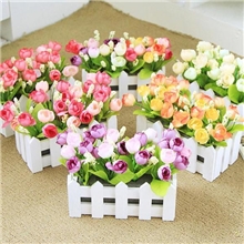 假花仿真花15头星星苞茶玫绢花装饰花春色小玫苞新房摆设批发