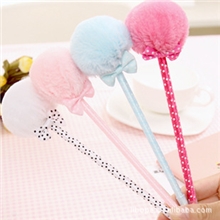 韩版文具可爱蝴蝶结毛绒毛毛球笔圆珠笔/礼品笔