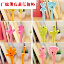 韩国文具创意卡通表情手指笔可弯曲圆珠笔手势笔可加logo