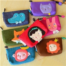 韩国女乖乖猫韩版卡通动物毛毡可爱女孩零钱包手机包硬币包