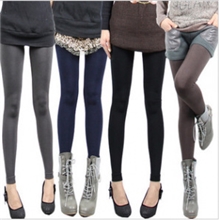 B800秋冬款单层彩色拉绒九分裤打底裤保暖裤