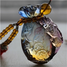 一件代发汉风琉璃厂家强力推荐爆款出入平安钱袋4色可选琉璃车挂