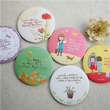 韩国甜美可爱手绘花朵金属化妆镜子便携化妆镜创意小化妆镜