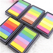 韩国文具批发新款9*6大号渐变印泥/印台/印章伴侣/彩色6色