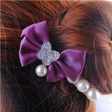韩版饰品时尚珍珠蝴蝶结亚克力满钻发卡边夹发饰头饰女批发