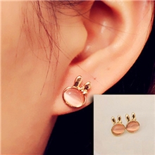 韩版小饰品月光猫眼石时尚气质可爱兔子耳钉耳环耳饰女批发