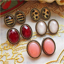 欧美外贸小饰品性感小复古超值椭圆豹纹小耳钉耳环耳饰批发