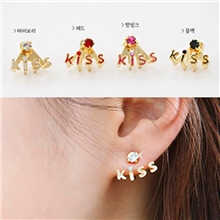 韩版小饰品时尚气质水钻唯美字母kiss可爱耳钉耳环耳饰批发