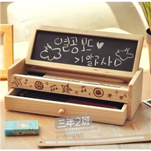厂家批发直销韩国木头盒笔盒双层木笔盒铅笔笔盒diy小黑板文具盒