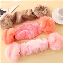 韩国新款可爱秋冬季点点款兔毛保暖毛绒口罩耳罩耳套二合一批发