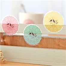 韩国文具批发可爱小清新圆形蕾丝风格贴纸封口贴创意贴4色