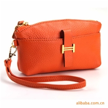 头层牛皮女士时尚零钱包真皮手拿包支持5件混批