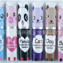 厂家新款笔筒式卡通旅行便携环保不锈钢餐具3件套刀叉勺匙折叠筷